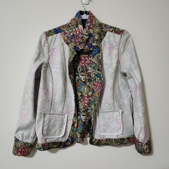 Christopher & Banks Womens Button-Up Jacket Colorful Stretch Lightweight Size M - Picture 3 of 8